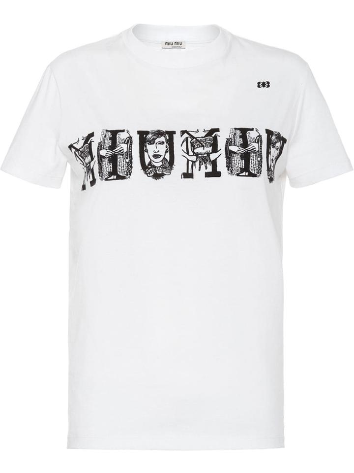 Miu Miu Logo Print T-shirt - White