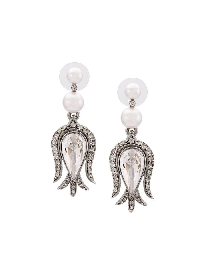 Oscar De La Renta Embellished Drop Earrings - Silver