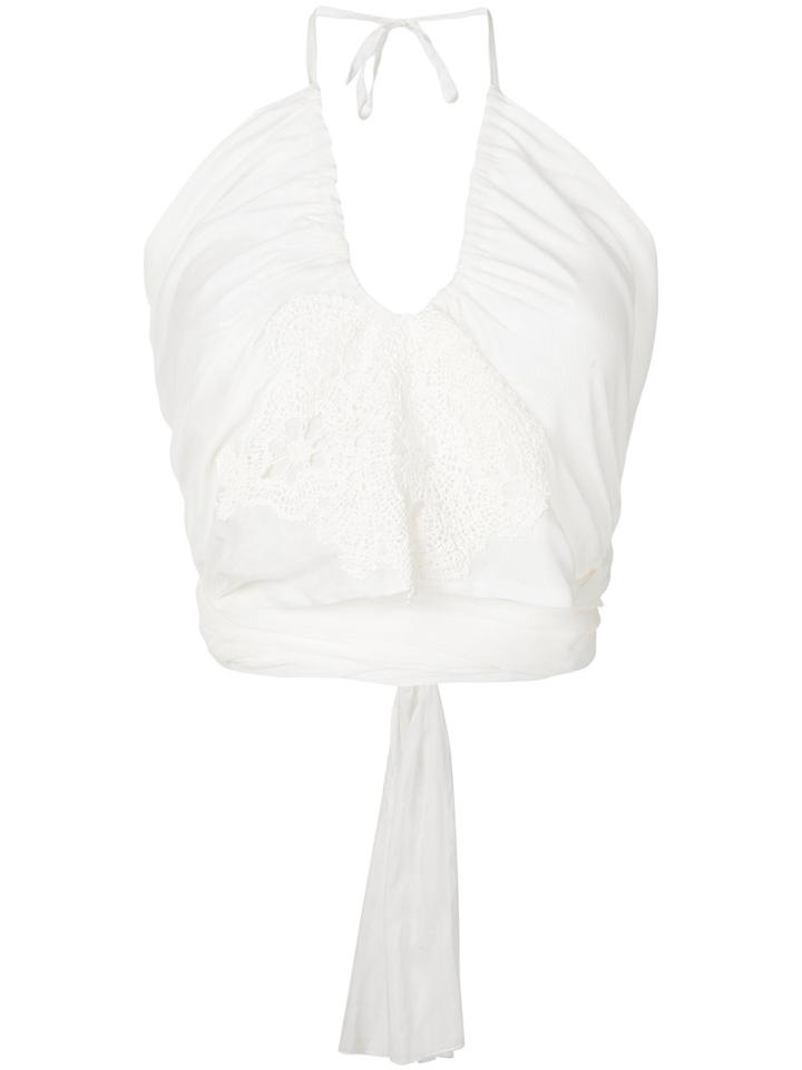 Lila. Eugenie Halterneck Blouse - White