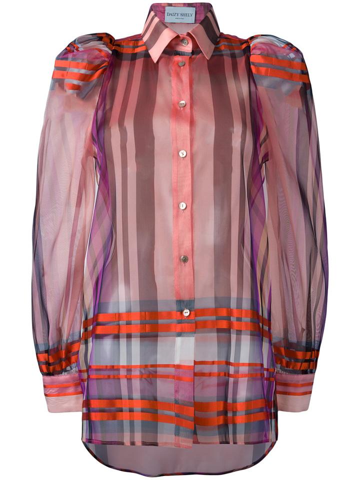 Daizy Shely Checked Shirt, Size: 42, Red, Silk