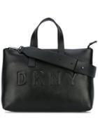 Dkny Debossed Logo Shoulder Bag, Women's, Black, Leather