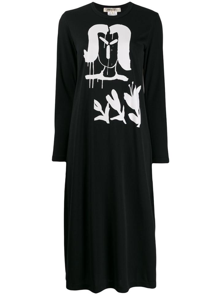 Comme Des Garçons Printed Jersey Dress - Black