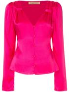 Maggie Marilyn V-neck Button Blouse - Pink