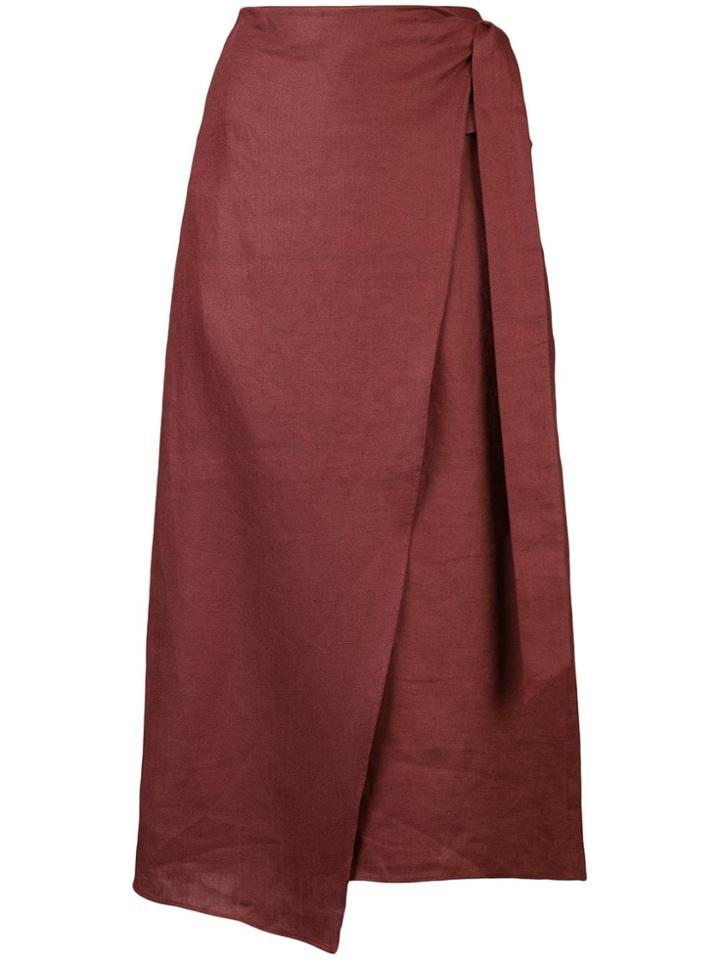 Tibi Canvas Wrap Skirt - Red