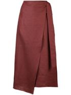 Tibi Canvas Wrap Skirt - Red