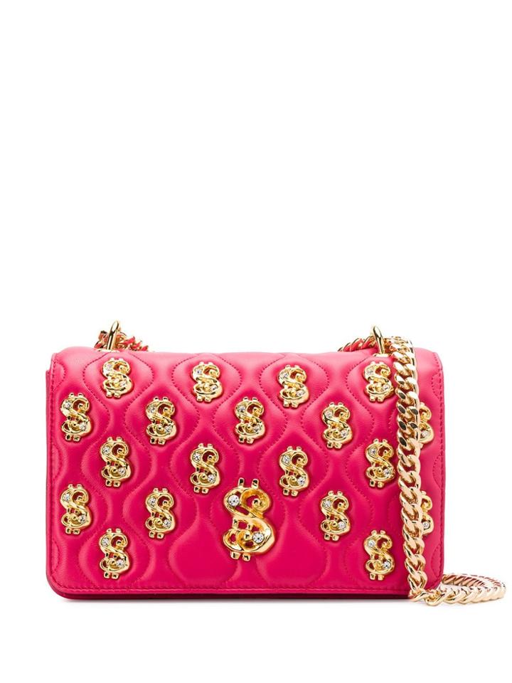 Moschino Dollar Sign Plaque Shoulder Bag - Pink
