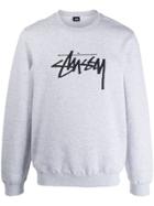 Stussy Crew Neck Logo Sweater - Grey