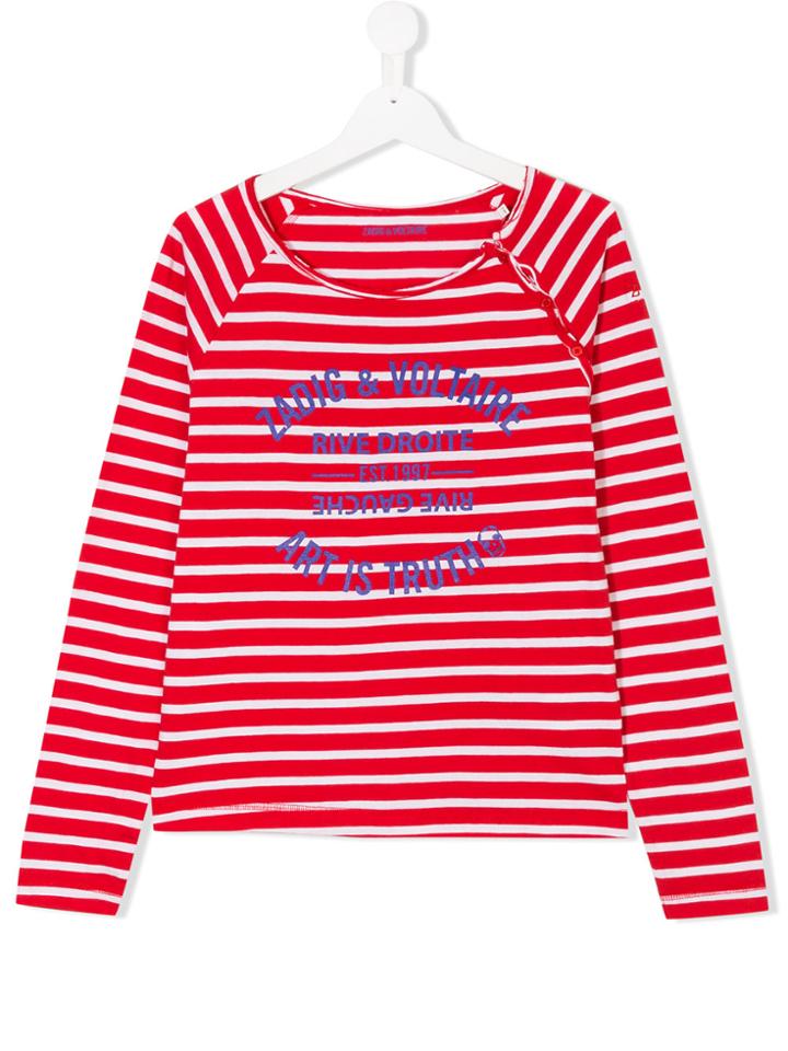 Zadig & Voltaire Kids Teen Logo Breton Top - Red