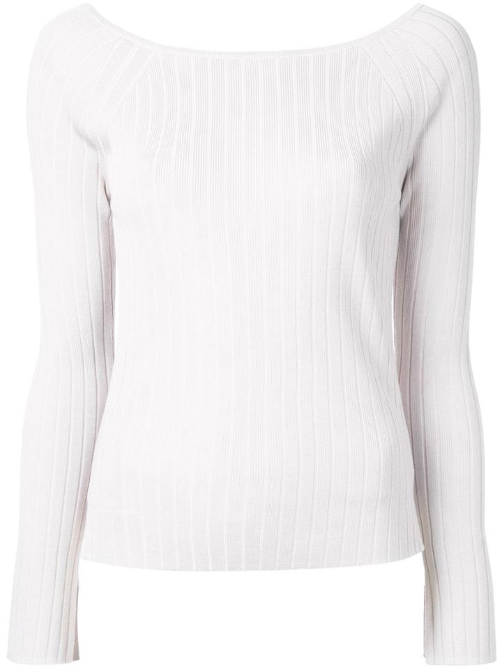 Estnation - Ribbed Boat Neck Sweater - Women - Silk/lyocell/rayon - 38, Pink/purple, Silk/lyocell/rayon