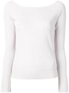 Estnation - Ribbed Boat Neck Sweater - Women - Silk/lyocell/rayon - 38, Pink/purple, Silk/lyocell/rayon
