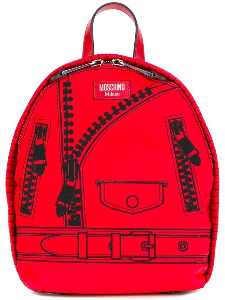 Moschino Trompe-l'oeil Bucket Tote, Red, Nylon