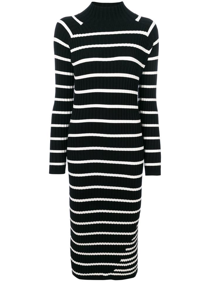 T By Alexander Wang Knitted Stripe Dress - Black