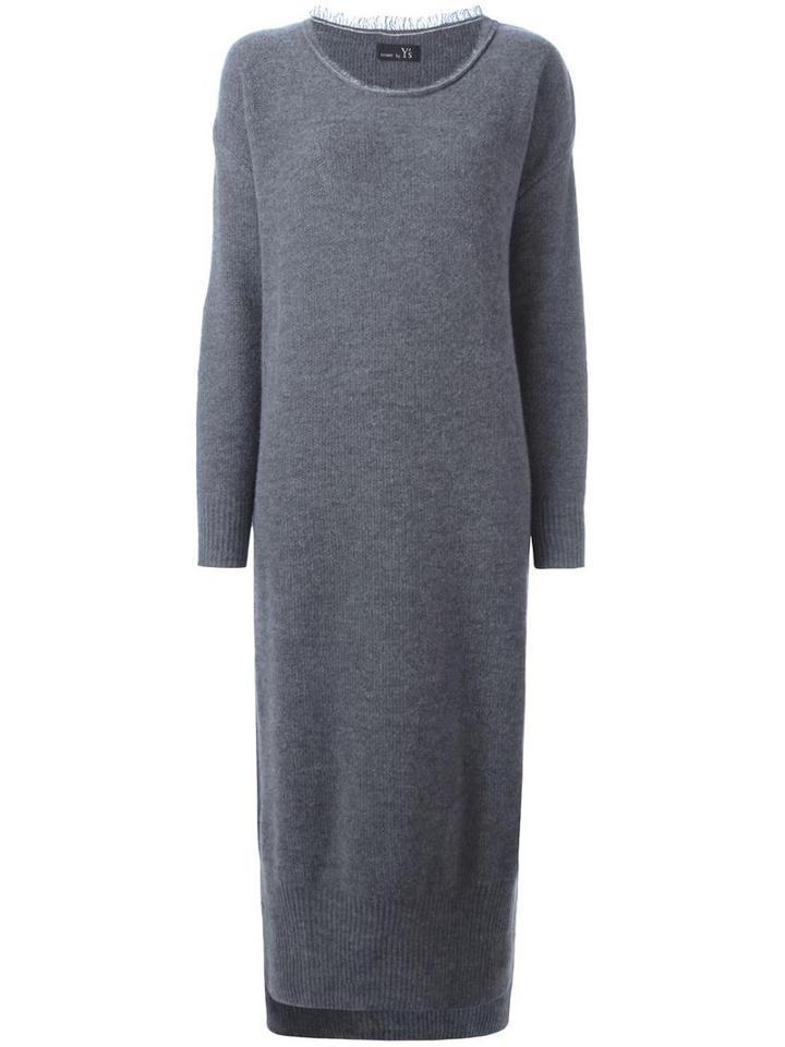 Y's Round Neck Knit Dress, Women's, Size: Small, Grey, Nylon/wool