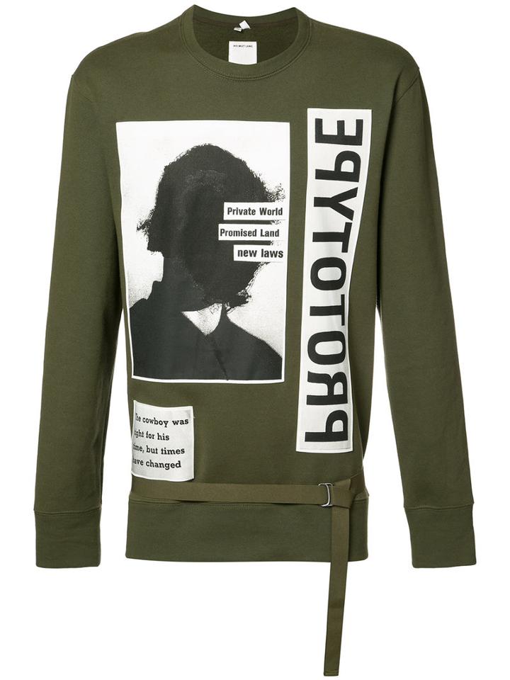 Helmut Lang Photograph Print Sweatshirt, Men's, Size: Small, Green, Cotton