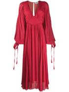 Ainea Sleeve Tie-fastening Maxi Dress - Red