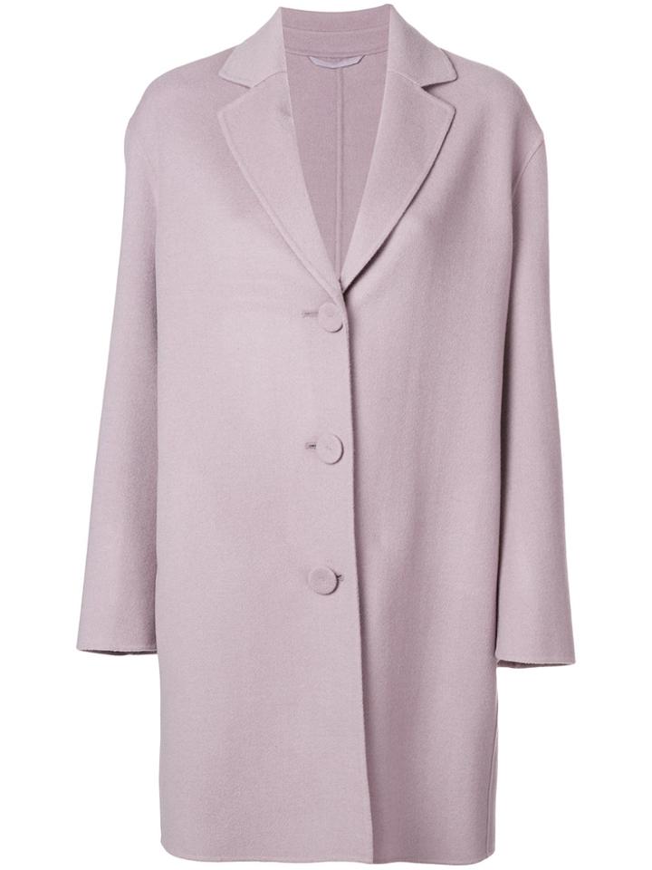 Luisa Cerano Buttoned Single Breasted Coat - Pink & Purple
