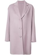 Luisa Cerano Buttoned Single Breasted Coat - Pink & Purple
