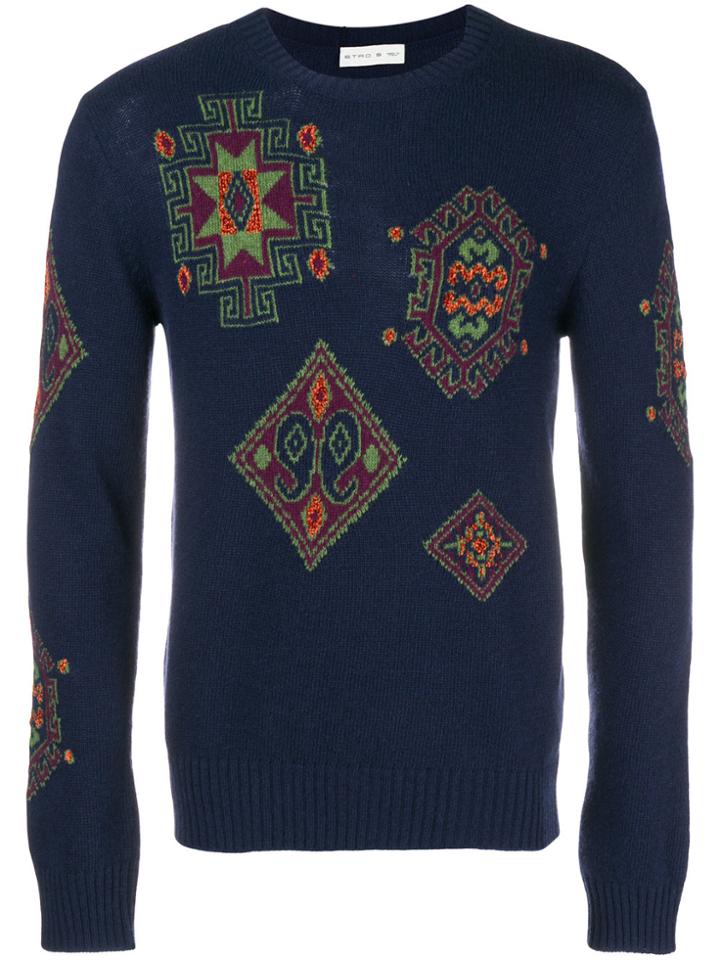 Etro Patterned Knit Sweater - Blue