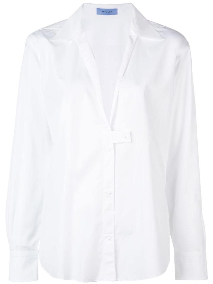 Mugler Deep V Poplin Blouse - White
