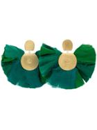 Katerina Makriyianni Silk Fan Earrings - Green