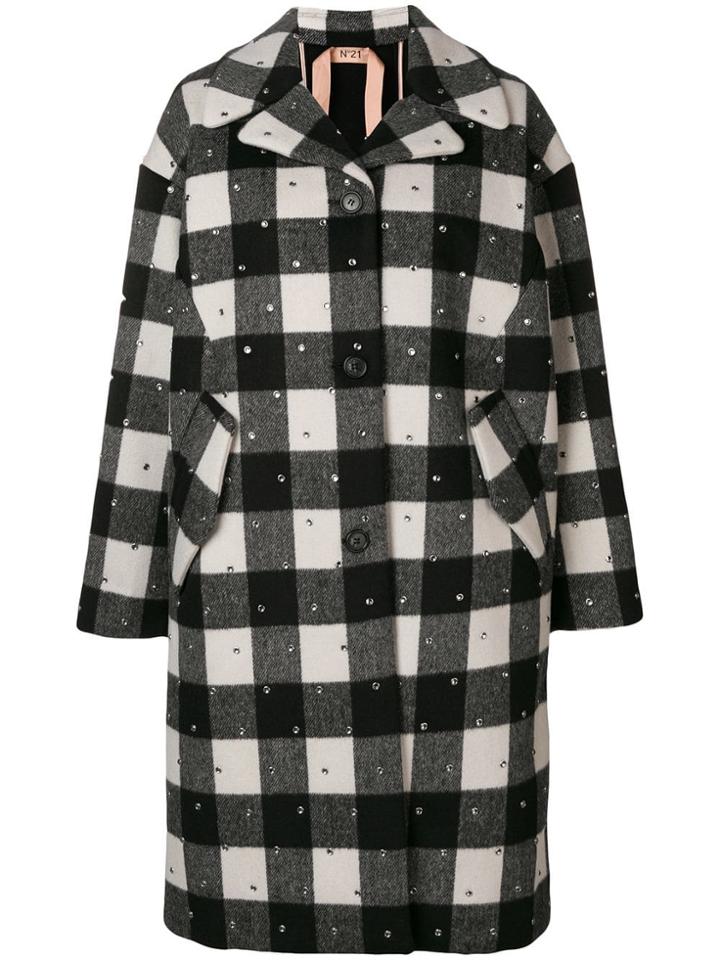 No21 Embellished Single-breasted Coat - Black