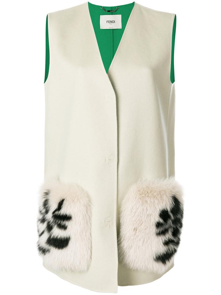 Fendi Large Pockets Gilet - Nude & Neutrals