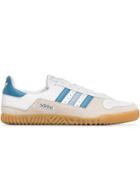 Adidas White, Blue And Grey Indoor Comp Spzl Leather Sneakers