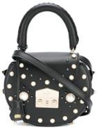 Salar Embellished Pearl Shoulder Bag - Black