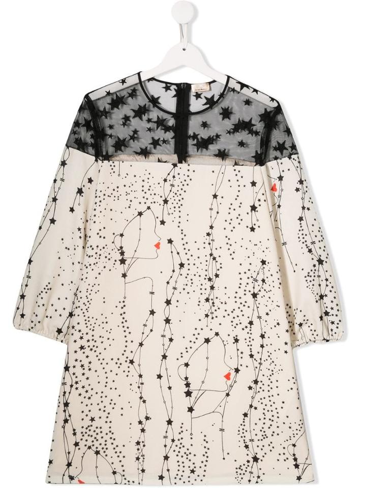 Elisabetta Franchi La Mia Bambina Teen Star Print Dress - White