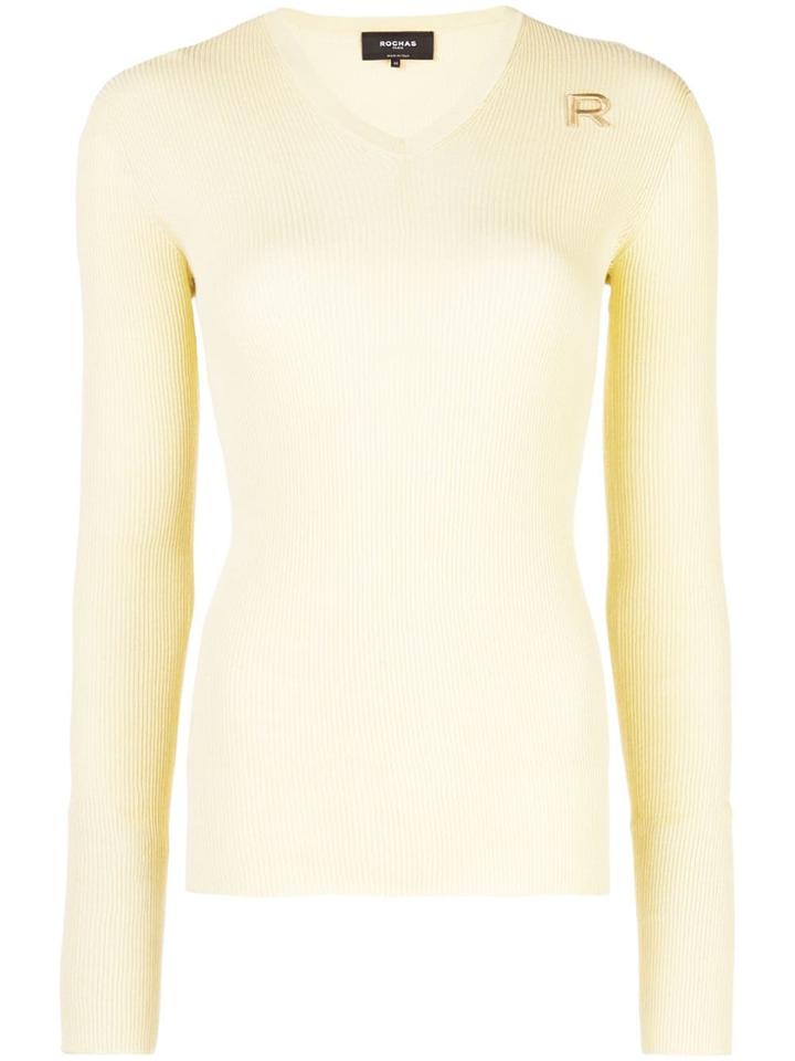 Rochas Ribbed Jumper - Yellow
