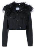 Prada Feather Embellished Denim Jacket - Black