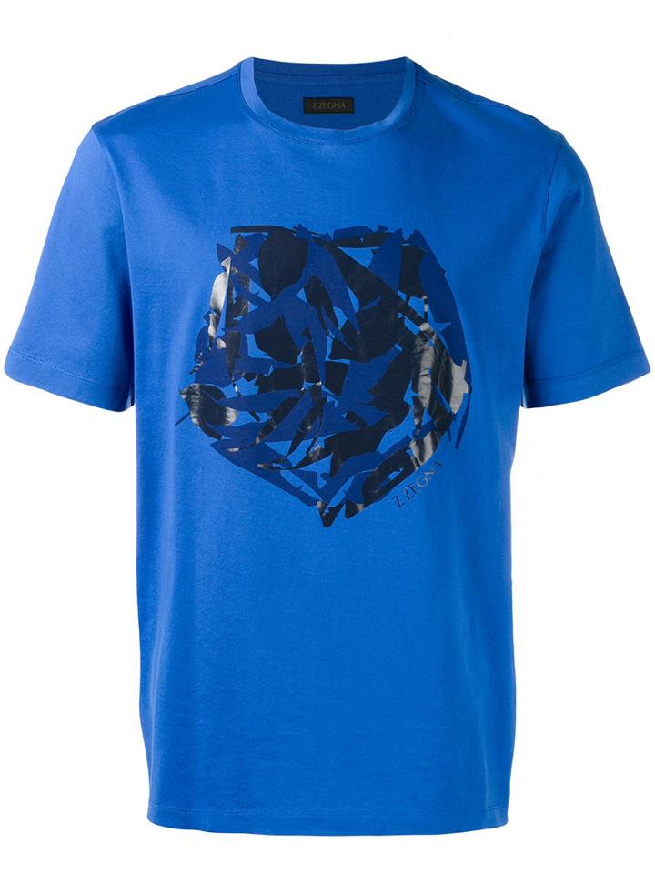 Z Zegna - Print T-shirt - Men - Cotton - Xl, Blue, Cotton