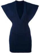Jacquemus - V-neck Fitted Dress - Women - Cotton - 40, Blue, Cotton
