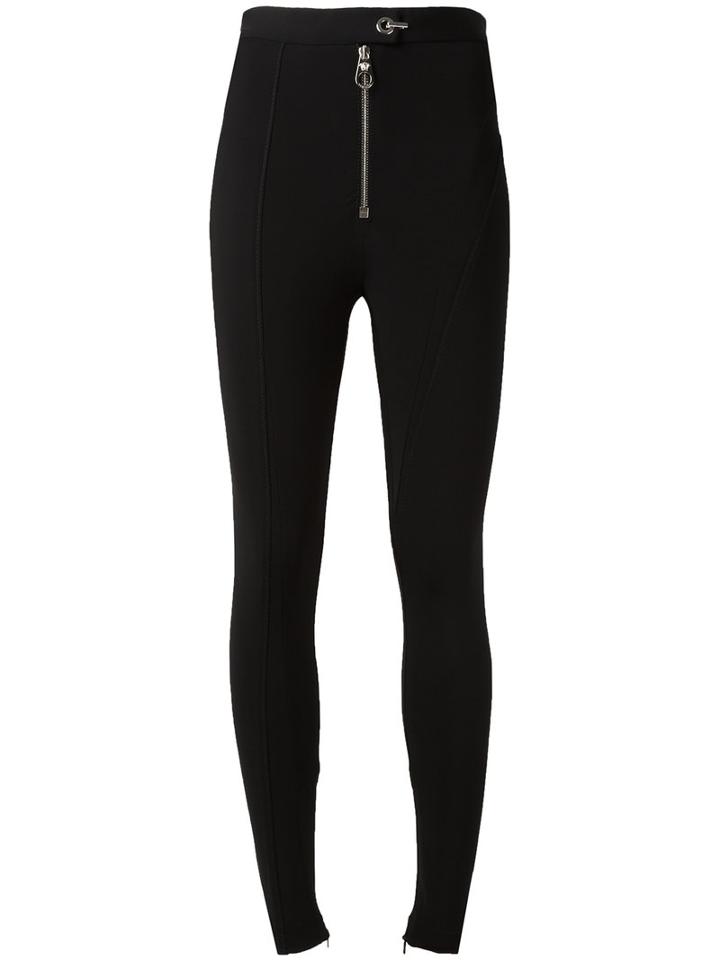 Versace Structured Wave Skinny Trousers, Women's, Size: 40, Black, Spandex/elastane/viscose