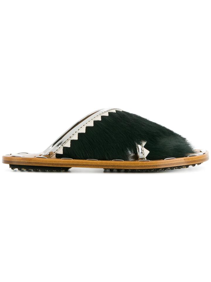 Marni Metallic Trim Sandals - Green