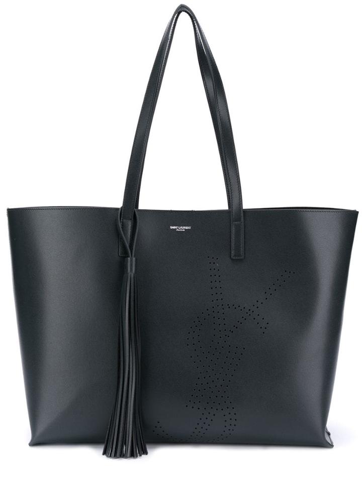 Saint Laurent Perforated Logo Tote - Black