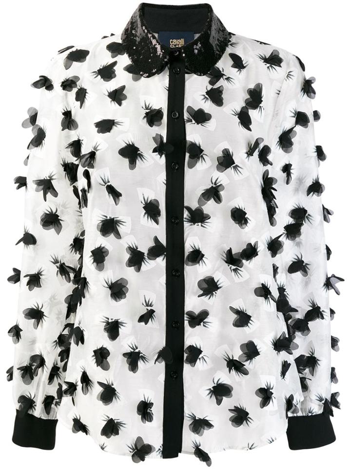 Cavalli Class Appliqué Floral Blouse - White