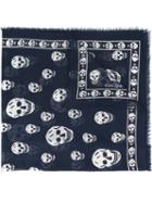 Alexander Mcqueen 'skull' Scarf, Men's, Blue, Silk/modal