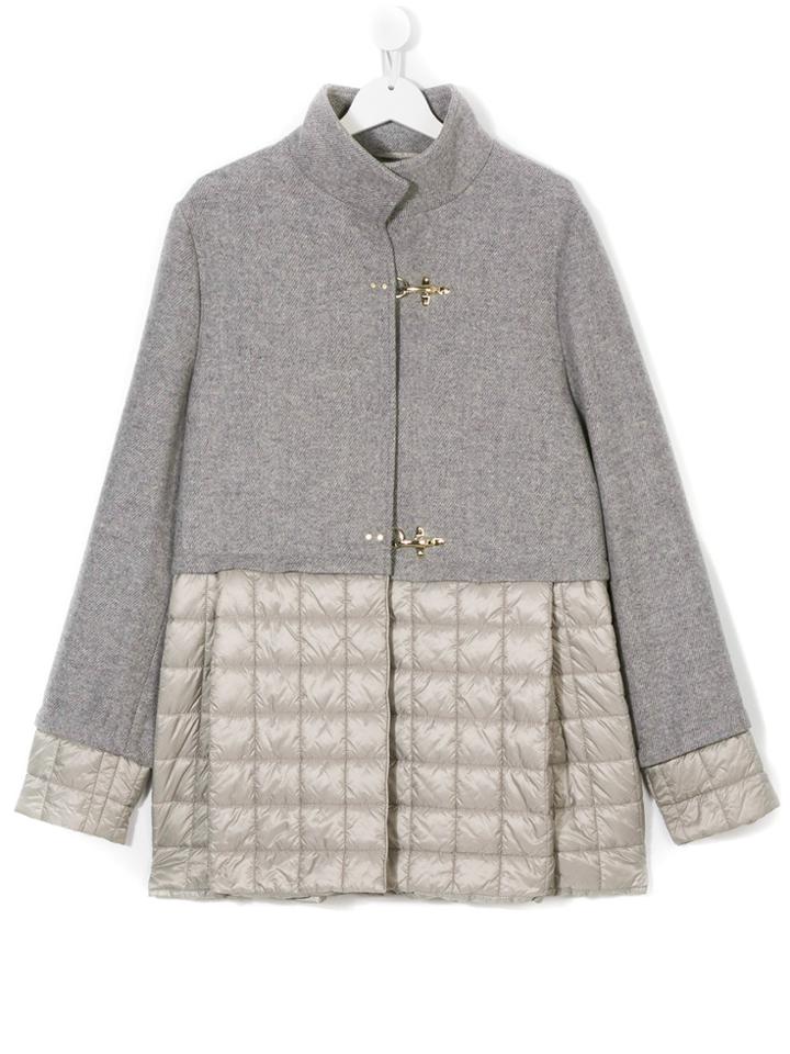 Fay Kids Padded Trim Coat - Grey