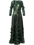 Huishan Zhang Metallic Ruffled Dress - Green