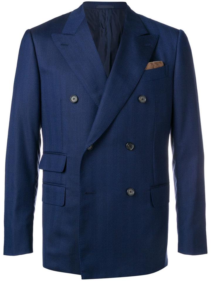 Caruso Classic Double-breasted Blazer - Blue