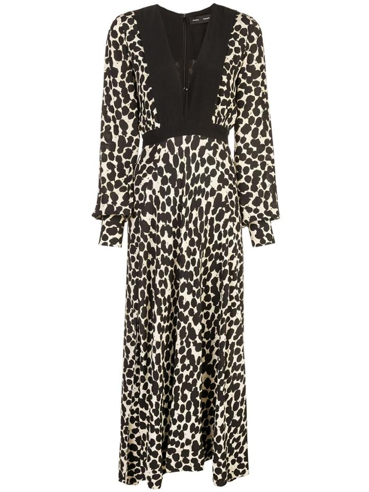 Proenza Schouler Painted Dot Long Sleeve Tie Dress - Brown