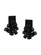 Monies Clip-on Cube Earrings - Black