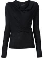 Derek Lam Long Sleeve Sweater With Drape Front - Black
