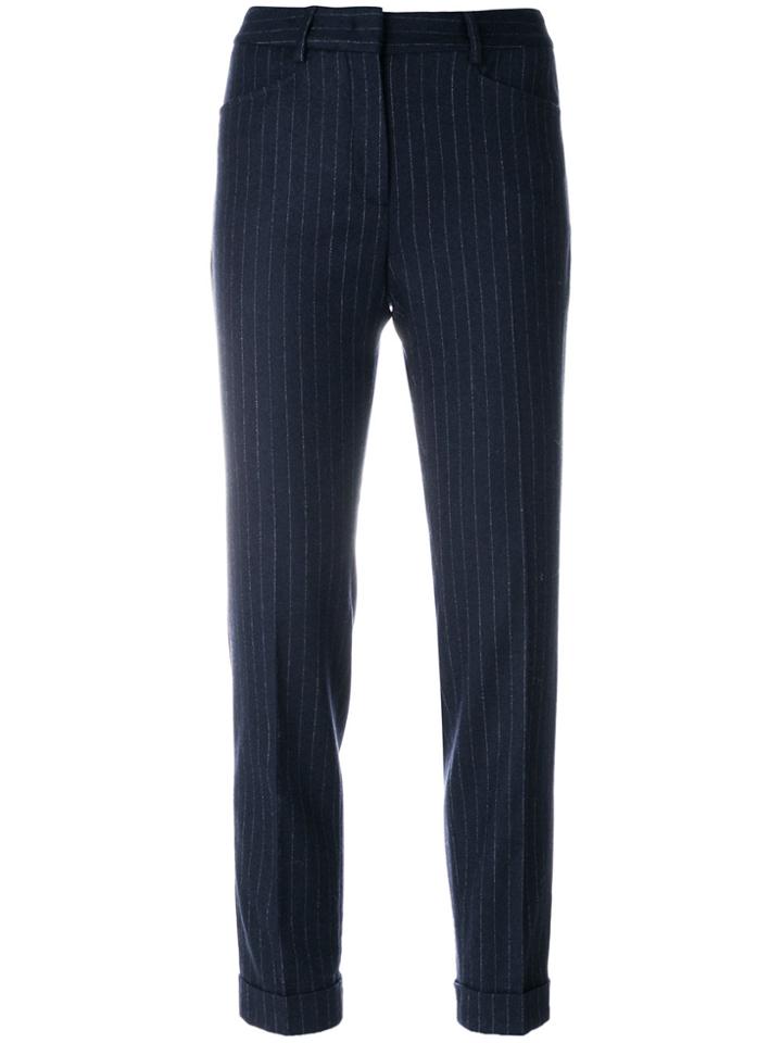 Incotex Stripe Cropped Trousers - Blue