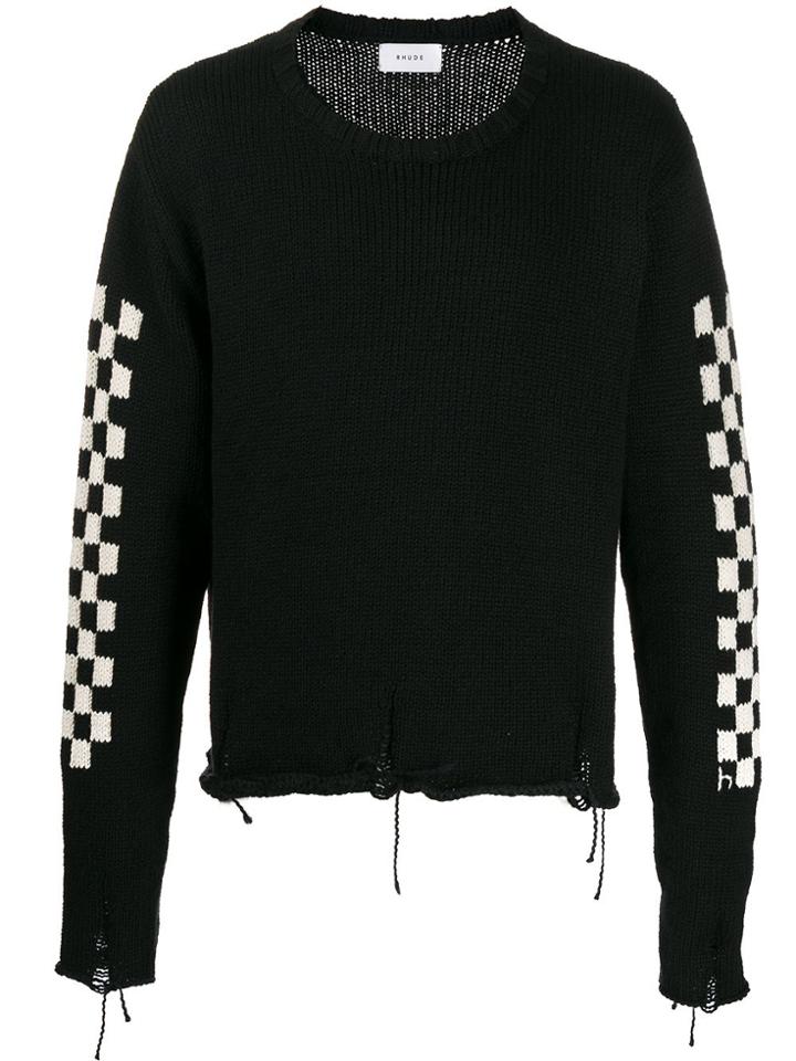 Rhude Checkered Long-sleeve Jumper - Black