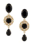 Dolce & Gabbana Embellished Rose Pendant Earrings - Gold