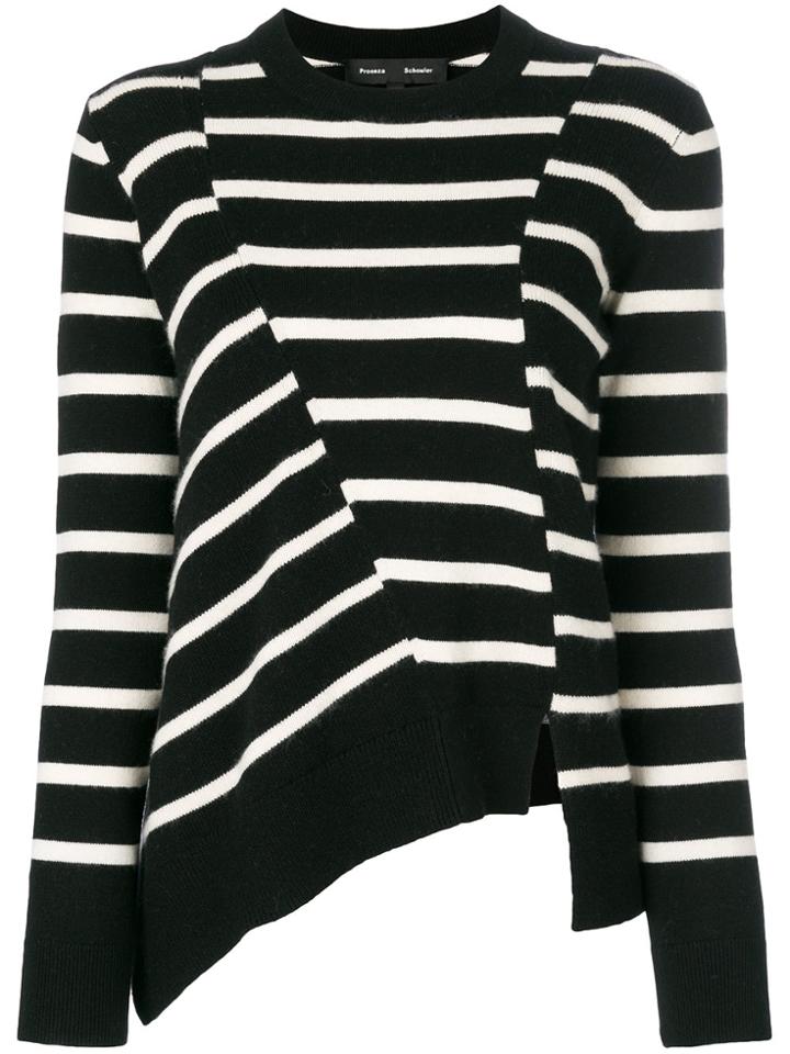 Proenza Schouler Asymmetric Striped Sweater - Black