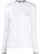 Aries Logo Collar Long Sleeve Top - White