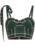 Rosie Assoulin Check Pattern Bustier Top - Green